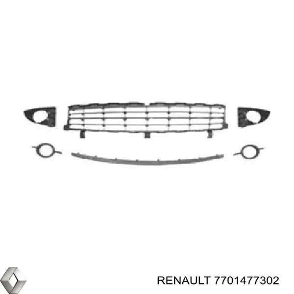 Решітка переднього бампера, центральна 7701477302 Renault (RVI)