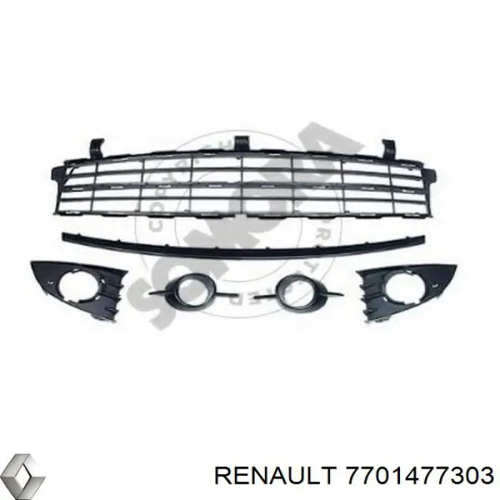 Решітка переднього бампера, центральна Renault (RVI) 7701477303 ціна, від 87.09 USD