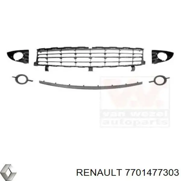 Решітка переднього бампера, центральна 7701477303 Renault (RVI)