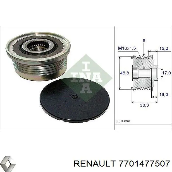 Інерційний шків Renault (RVI) 7701477507 ціна, від 30.10 USD