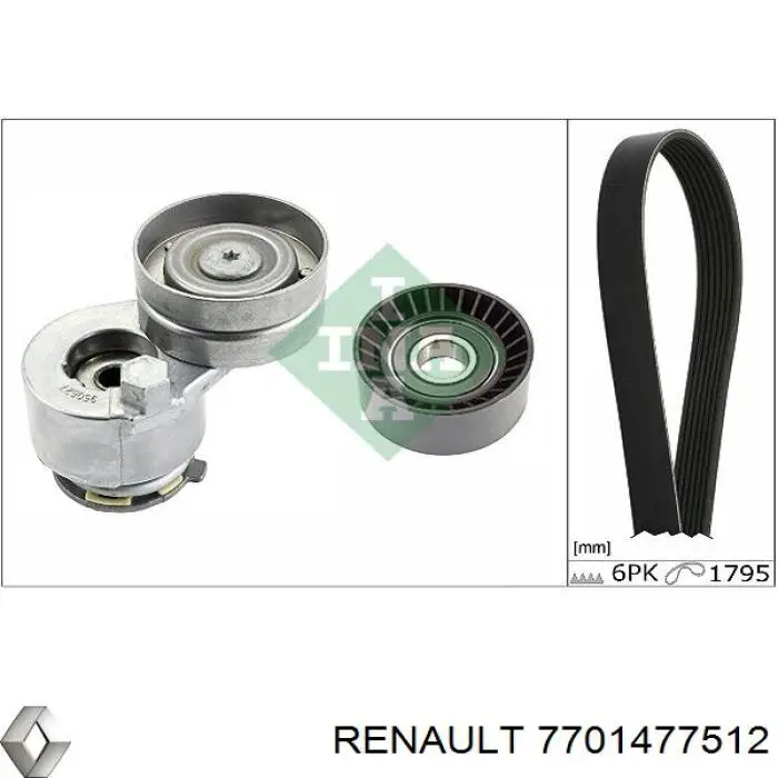 Ремінь приводний, агрегатів, комплект Renault (RVI) 7701477512 ціна, від 76.13 USD