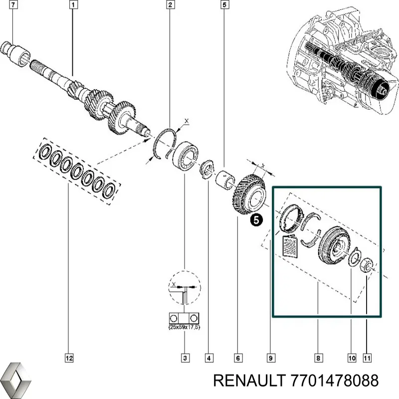 Муфта синхронізатора, зовнішня обойма 5-ї передачі Renault (RVI) 7701478088 ціна, від 156.60 USD