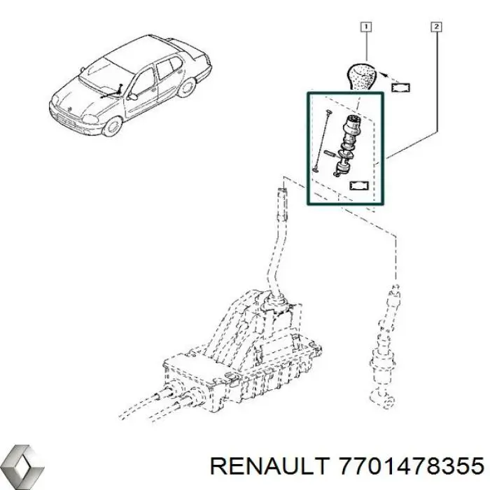 7701478355 Renault (RVI) важіль перемикання передач