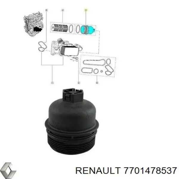 Кришка масляного фільтра Renault (RVI) 7701478537