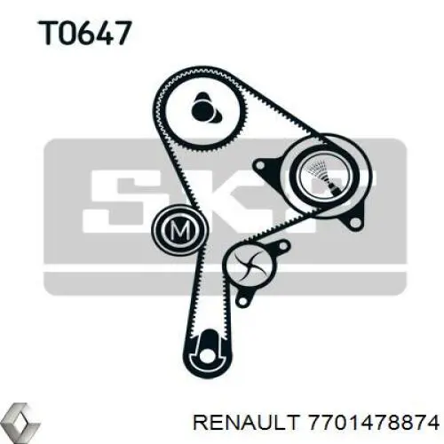 Ремінь ГРМ, комплект 7701478874 Renault (RVI)