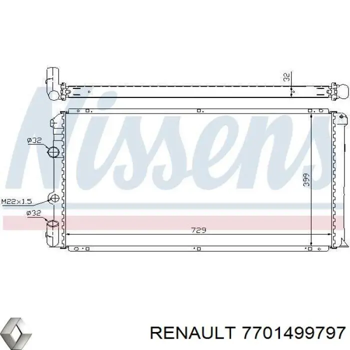 Радіатор основний Renault (RVI) 7701499797 ціна, від 35.59 USD