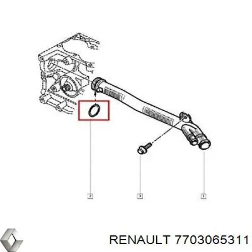 7703065311 Renault (RVI) ущільнення для патрубка помпи