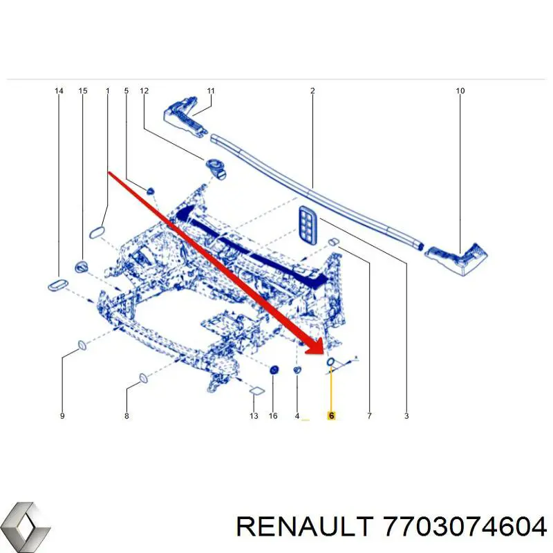 Купити 7703074604 Renault (RVI) Заглушка днища кузова