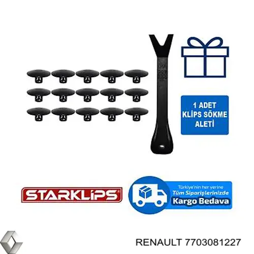 Кліпса кріплення бризковика Renault (RVI) 7703081227 ціна, від 0.43 USD