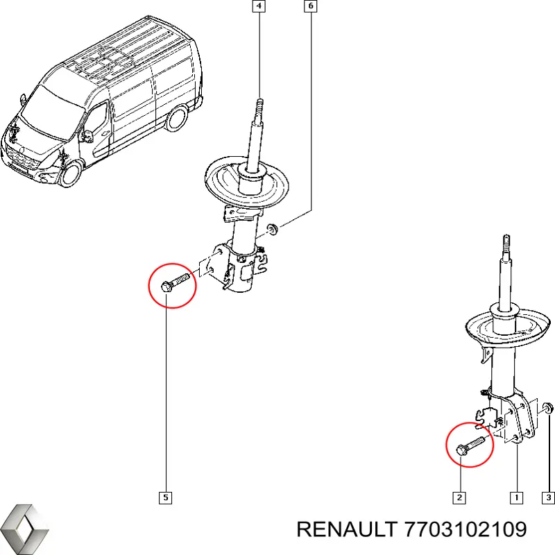 Болт кріплення амортизатора переднього Renault (RVI) 7703102109 ціна, від 8.27 USD
