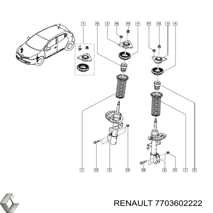 Болт Renault (RVI) 7703602222 ціна, від 2.82 USD