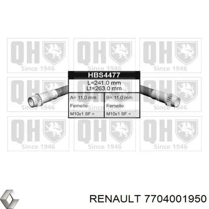 7704001950 Renault (RVI) шланг гальмівний задній