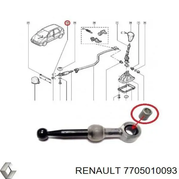 Втулка механізму перемикання передач, куліси Renault Clio 2 (B, C, B01) (Рено Кліо)