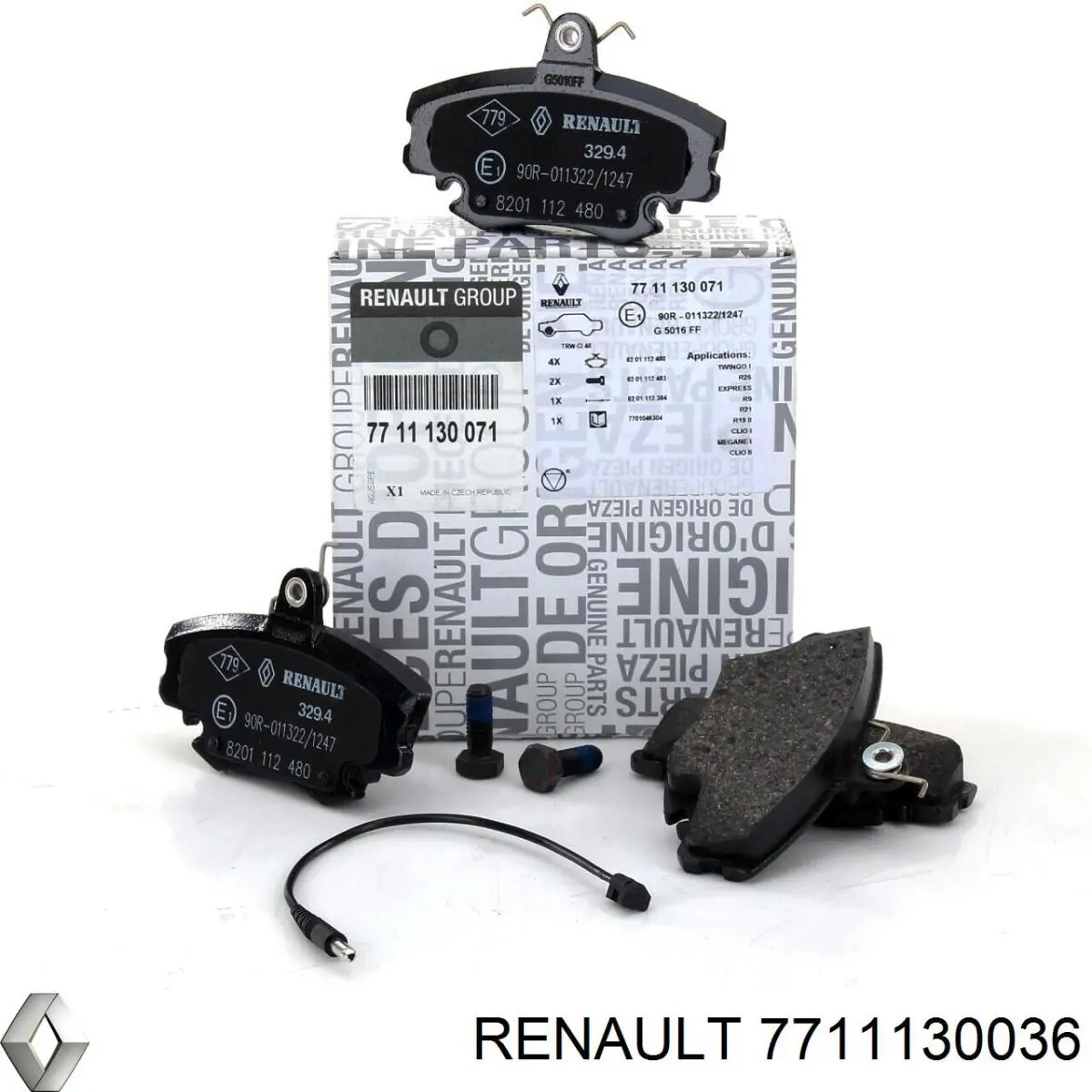 Колодки гальмівні передні, дискові 7711130036 Renault (RVI)