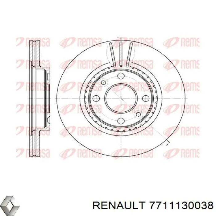 Диск гальмівний передній 7711130038 Renault (RVI)