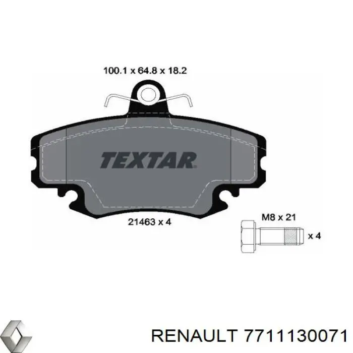Тормозні колодки Renault (RVI) 7711130071