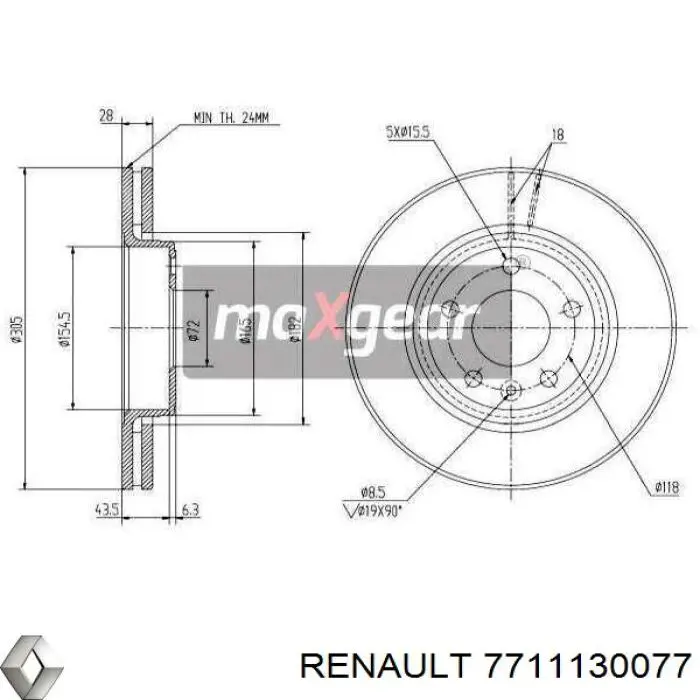 Гальмівні диски передні 7711130077 Renault (RVI)