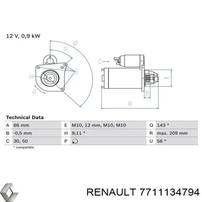 7711134794 Renault (RVI) стартер