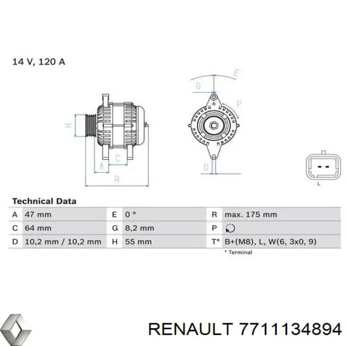 Купити 7711134894 Renault (RVI) Генератор