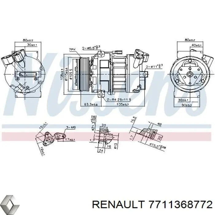 Компресор системи кондиціювання Renault (RVI) 7711368772 ціна, від 192.36 USD