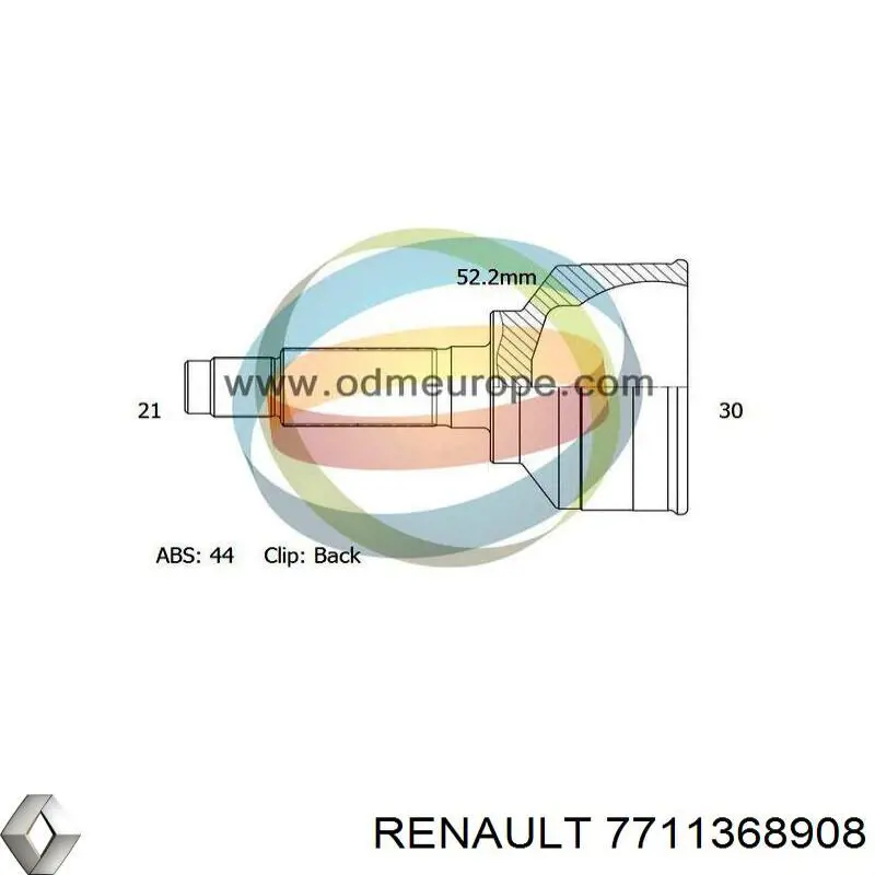 Піввісь (привід) передня, права 7711368908 Renault (RVI)