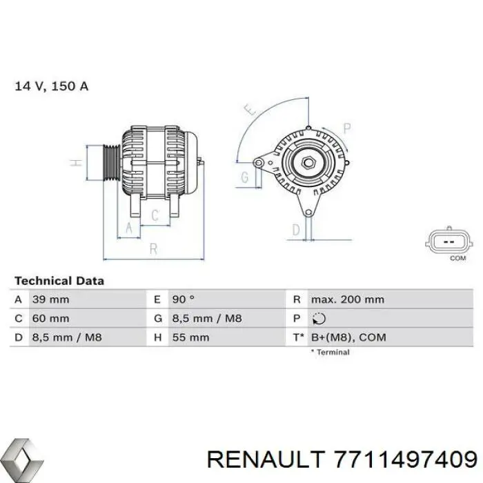 Генератор 7711497409 Renault (RVI)