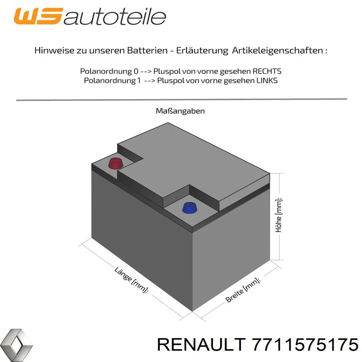 7711575175 Renault (RVI) Авто акумулятор