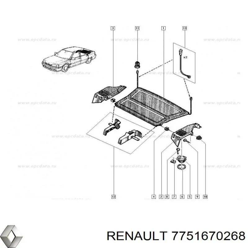 Петля капота, ліва Renault Clio 1 (BC57, 5357) (Рено Кліо)
