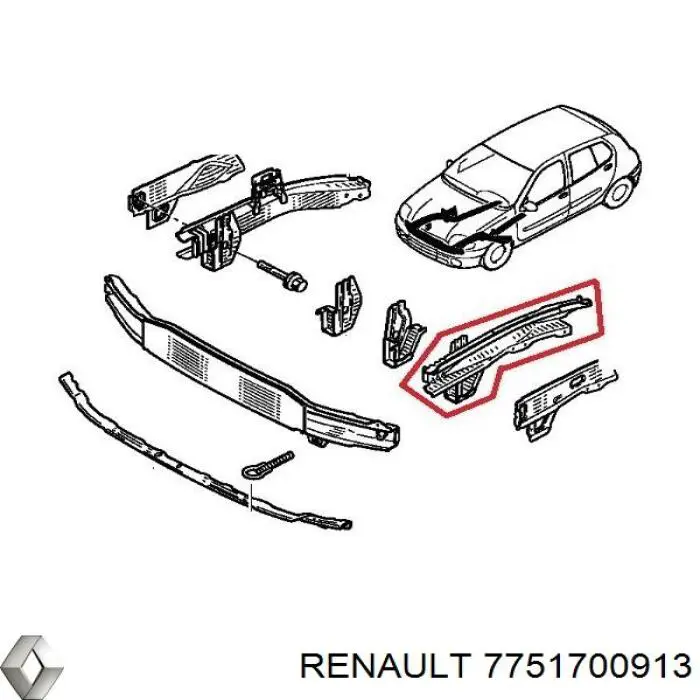 7751700913 Renault (RVI) Лонжерон рами передній лівий