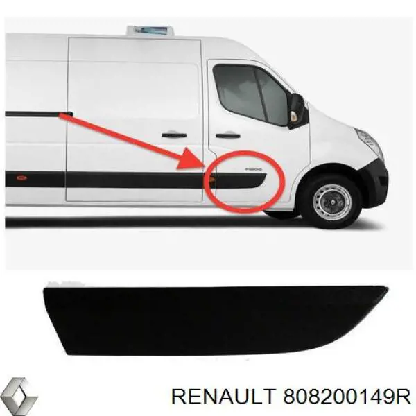 Молдинг передньої правої двері Renault (RVI) 808200149R ціна, від 19.02 USD