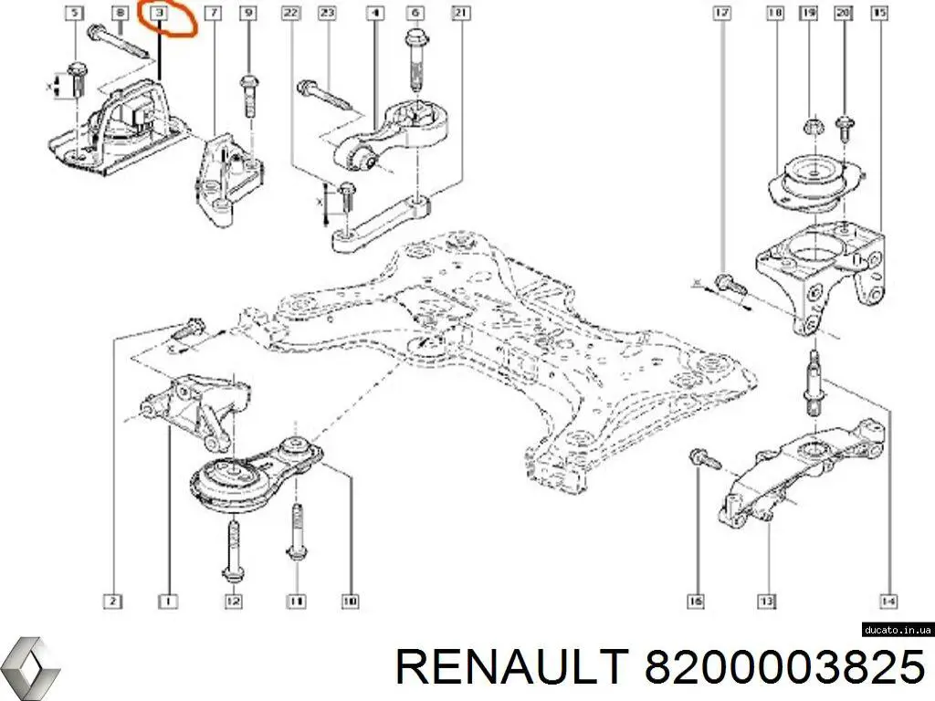 8200003825 Renault (RVI) подушка (опора двигуна, права)