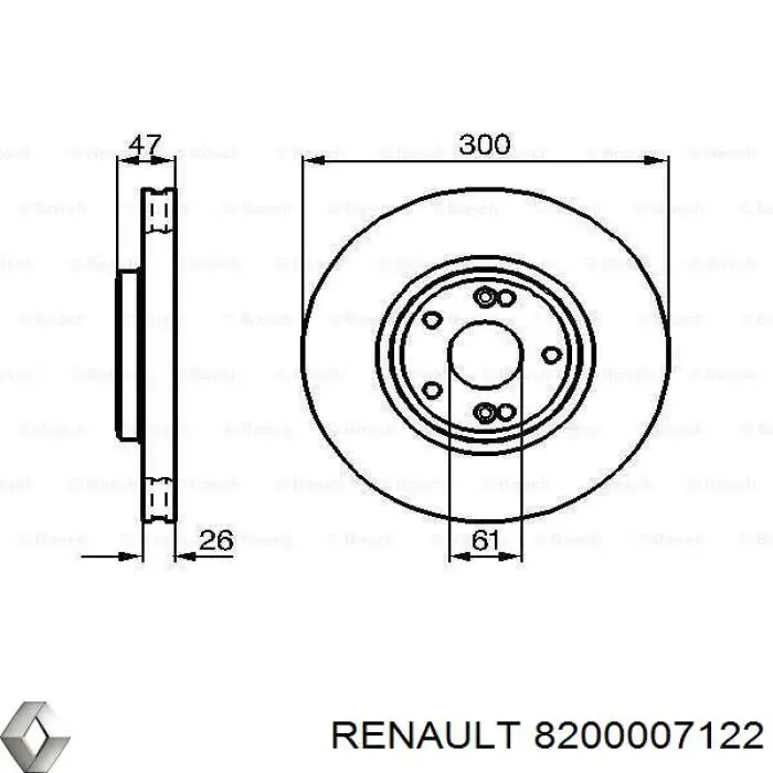 Диск переднього гальма Renault (RVI) 8200007122 ціна, від 50.21 USD