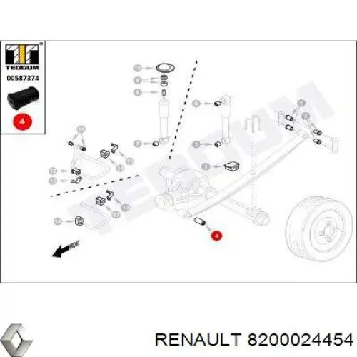 Сайлентблок ресори, задній Renault (RVI) 8200024454 ціна, від 7.56 USD