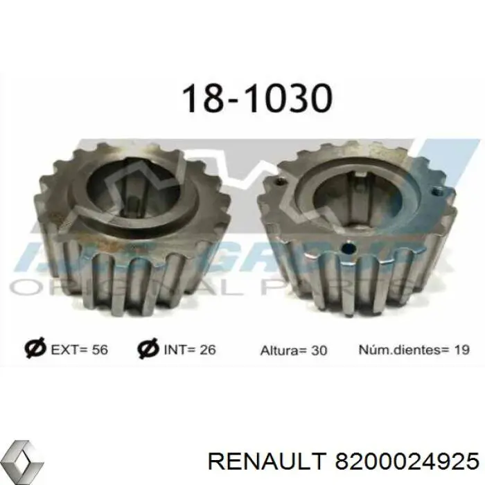 Зірка-шестерня приводу коленвалу двигуна Renault Scenic GRAND 2 (JM) (Рено Сценік)