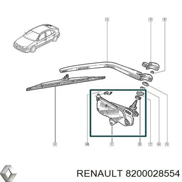 Купити 8200028554 Renault (RVI) Мотор трапеції склоочисника