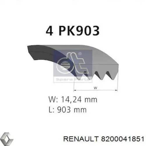 Ремінь генератора 8200041851 Renault (RVI)