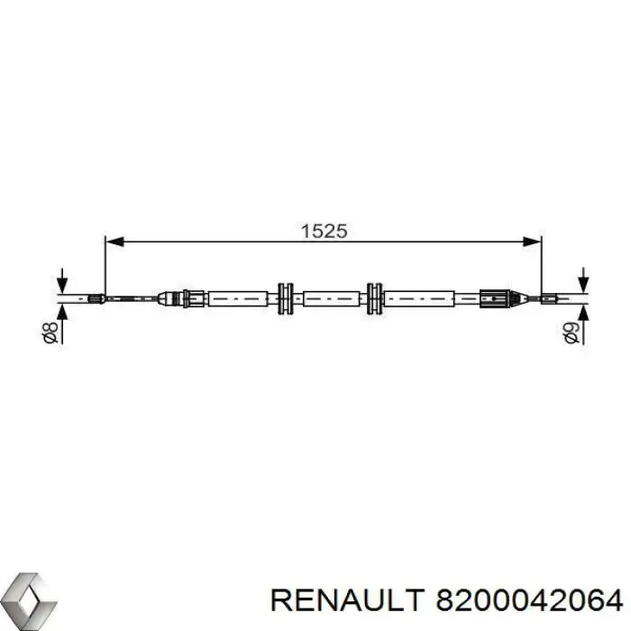 Купити 8200042064 Renault (RVI) Трос ручного гальма задній, лівий