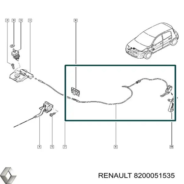 8200051535 Renault (RVI) трос відкриття капота