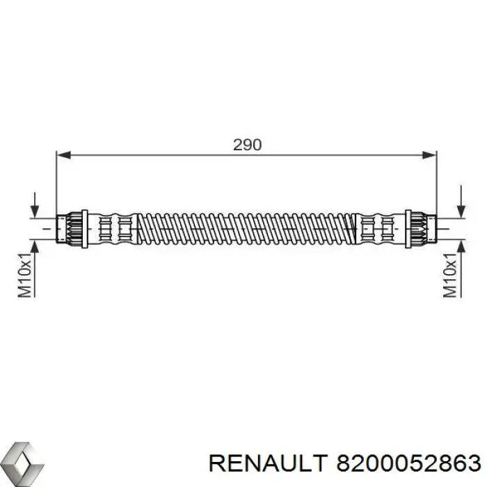 Шланг гальмівний задній Renault (RVI) 8200052863 ціна, від 5.52 USD