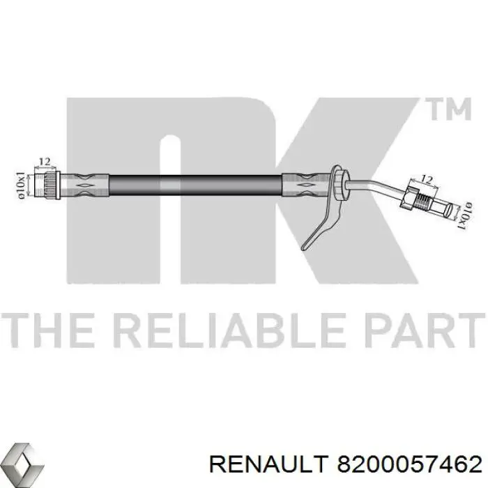 Шланг гальмівний передній Renault (RVI) 8200057462 ціна, від 16.10 USD