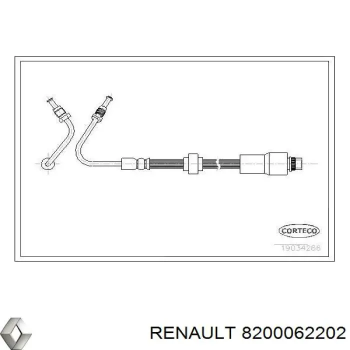 Купити 8200062202 Renault (RVI) Шланг гальмівний задній, правий