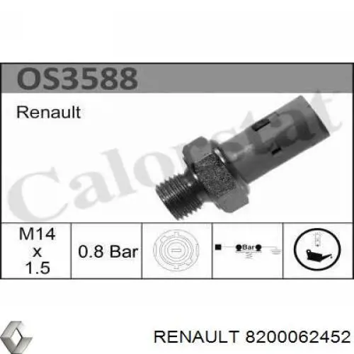 8200062452 Renault (RVI) датчик тиску масла