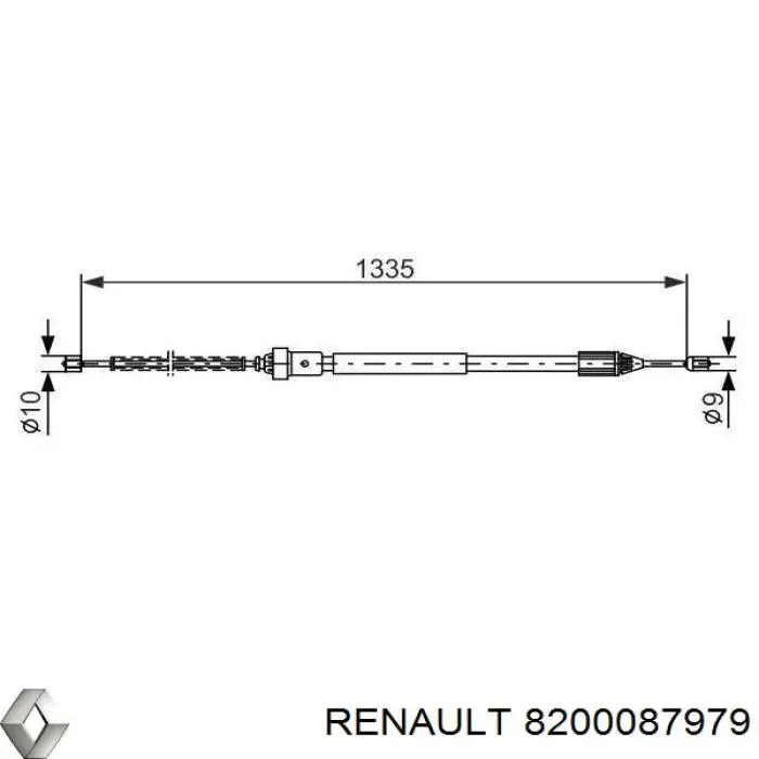 8200087979 Renault (RVI) трос ручного гальма задній, правий