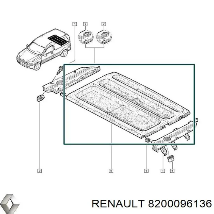 Полка салону, ззаду (багажного відсіку) 8200096136 Renault (RVI)