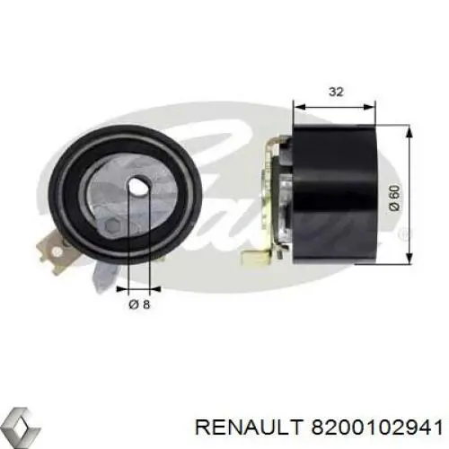 Ролик натягувача ременя ГРМ 8200102941 Renault (RVI)