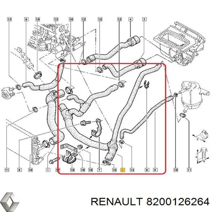 Шланг/патрубок радіатора охолодження, нижній Renault (RVI) 8200126264 ціна, від 33.00 USD