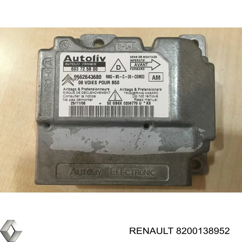 8200138952 Renault (RVI) Модуль-процесор управління подушки безпеки
