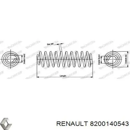 8200140543 Renault (RVI) Пружина амортизатора передняя