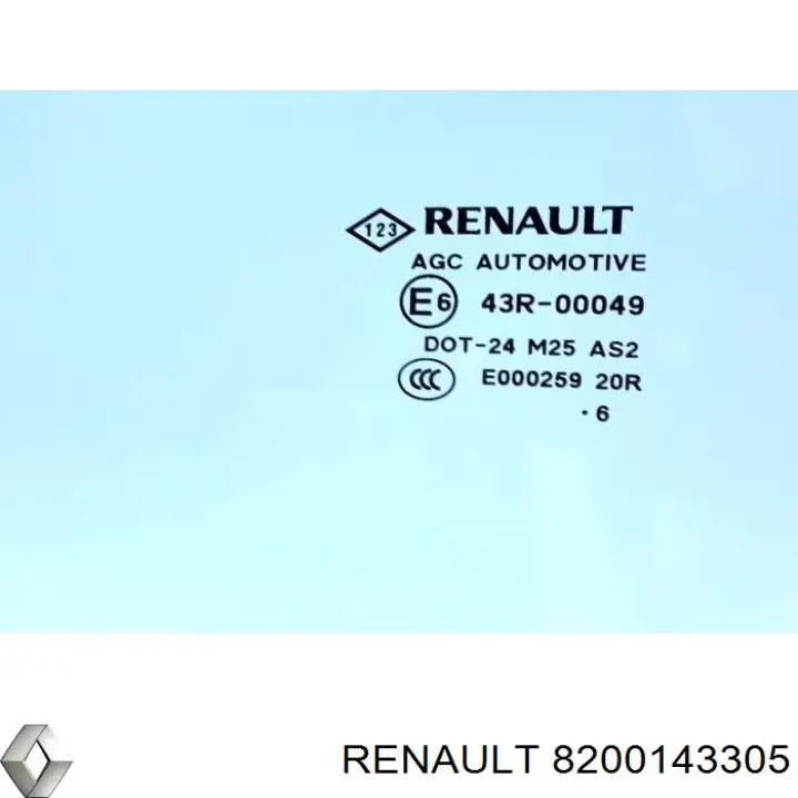 Скло-кватирка двері, передній, правій 8200143305 Renault (RVI)