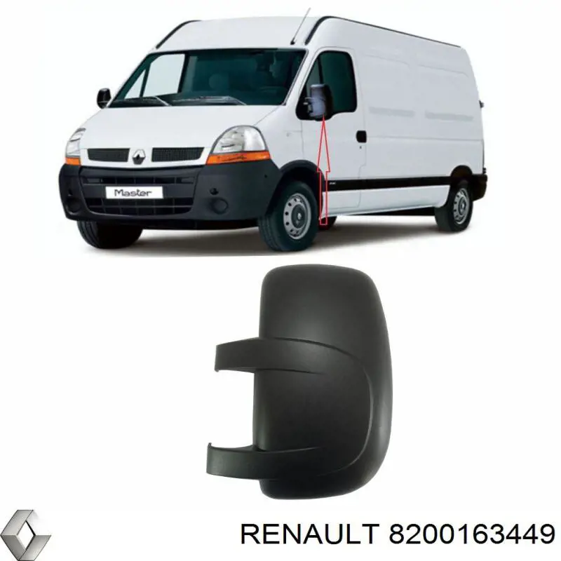 Купити 8200163449 Renault (RVI) Бічне дзеркало заднього виду ліве